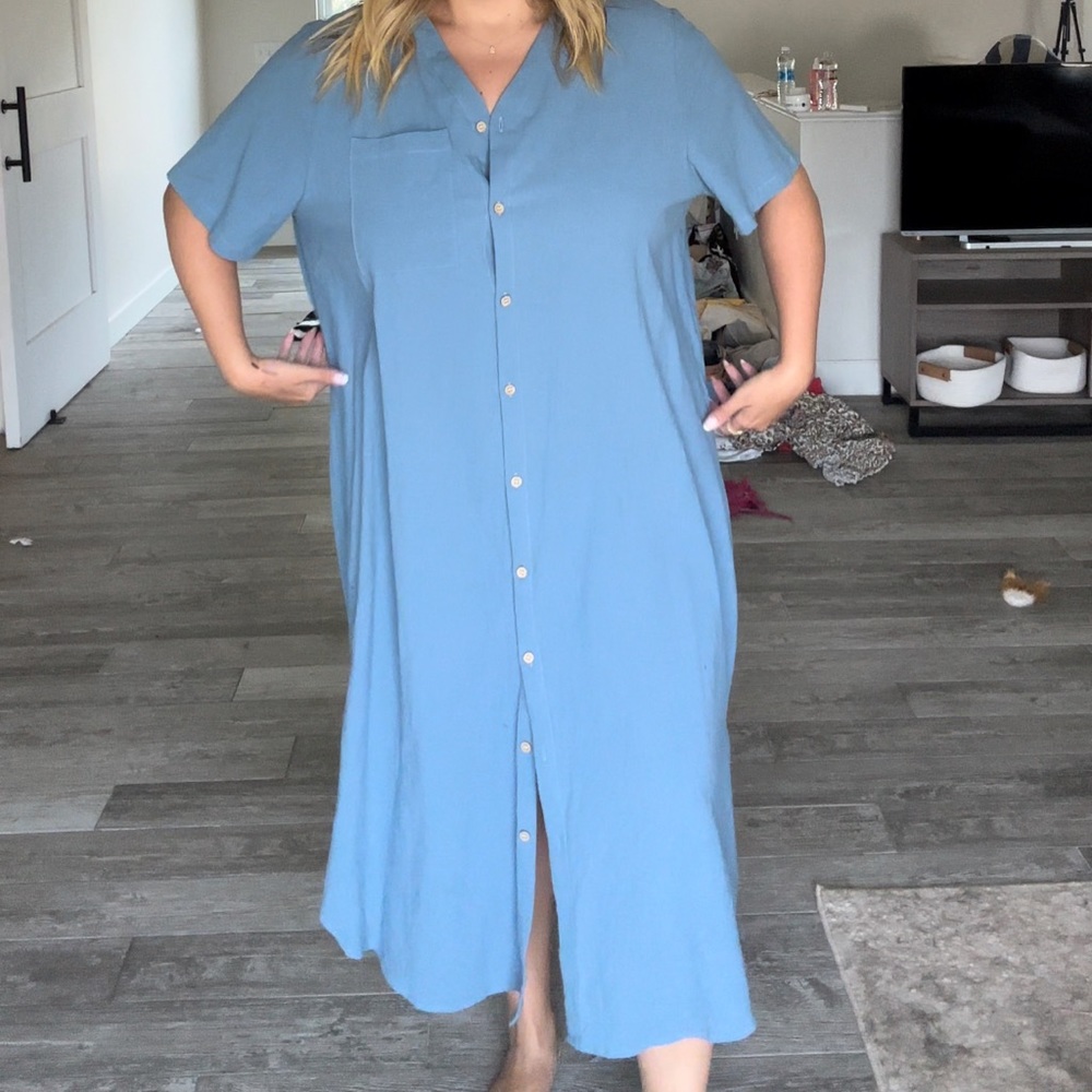 Blue Button Up Dress